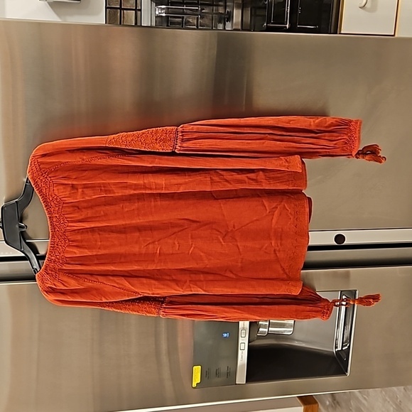 💕DOEN💕 Source Embroidered Gauze Top ~ Rust Burnt Orange XS *MissingTassle* - Picture 8 of 14